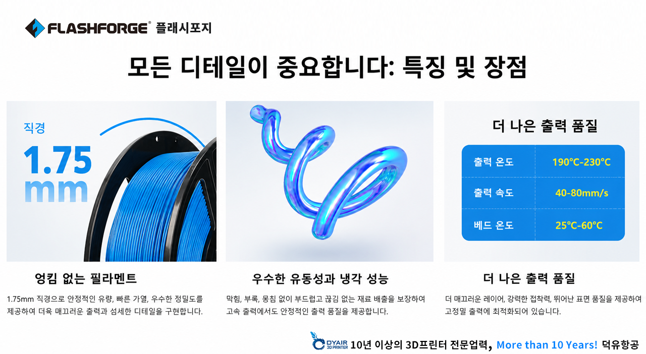 플래시포지 HS PLA필라멘트 색상소개, FLASHFORGE HS PLA Filament