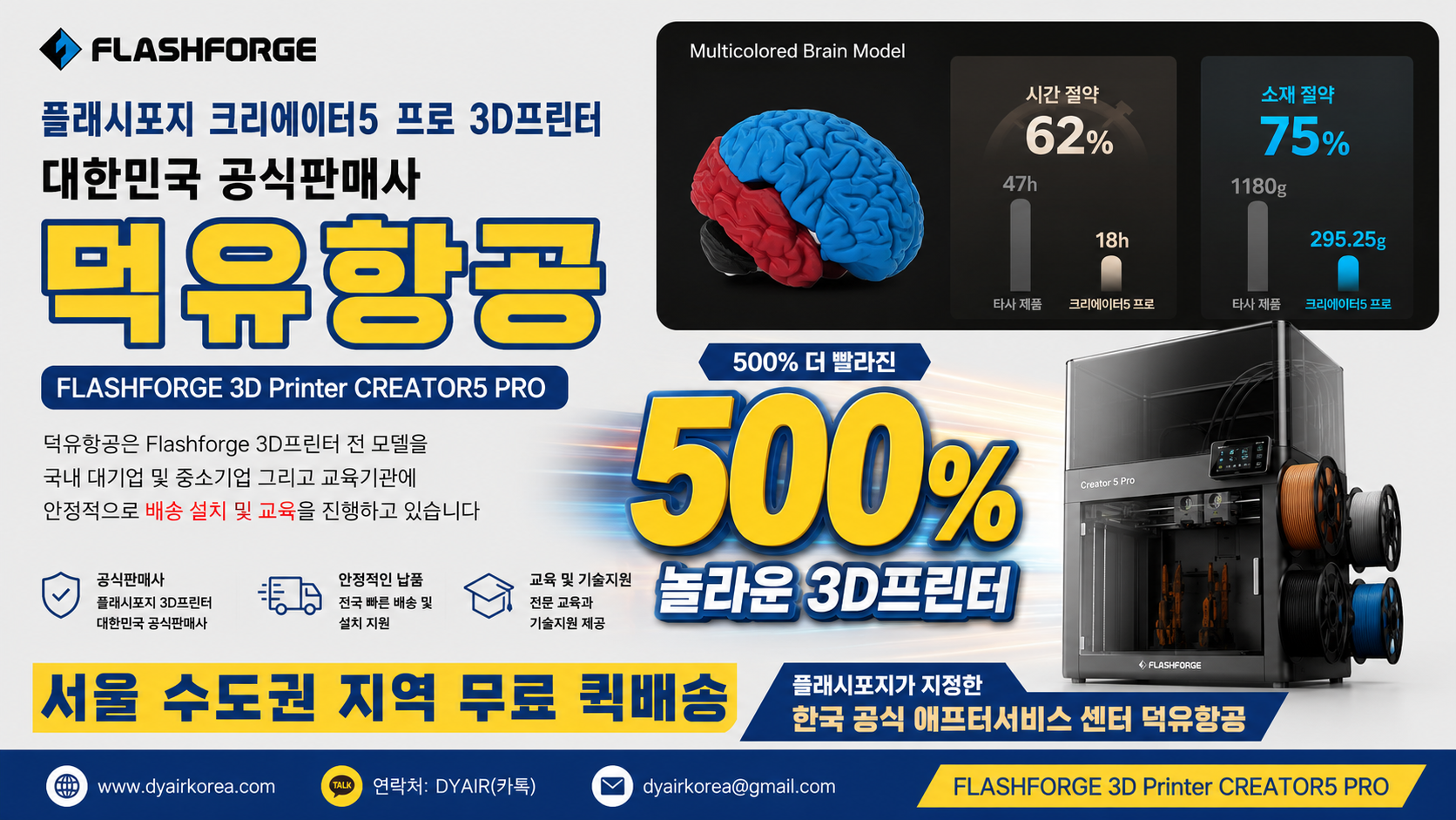 FLASHFORGE 크리에이터5프로 리뷰, 플래시포지 3D프린터 500% 더 빠른 출력속도 놀라운 혁신