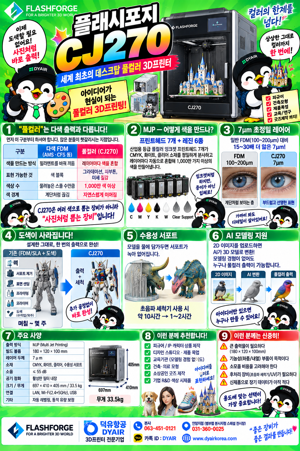 FLASHFORGE CJ 270 데스크탑 풀컬러 3D프린터, 혁신의 상징 플래시포지 3D프린터