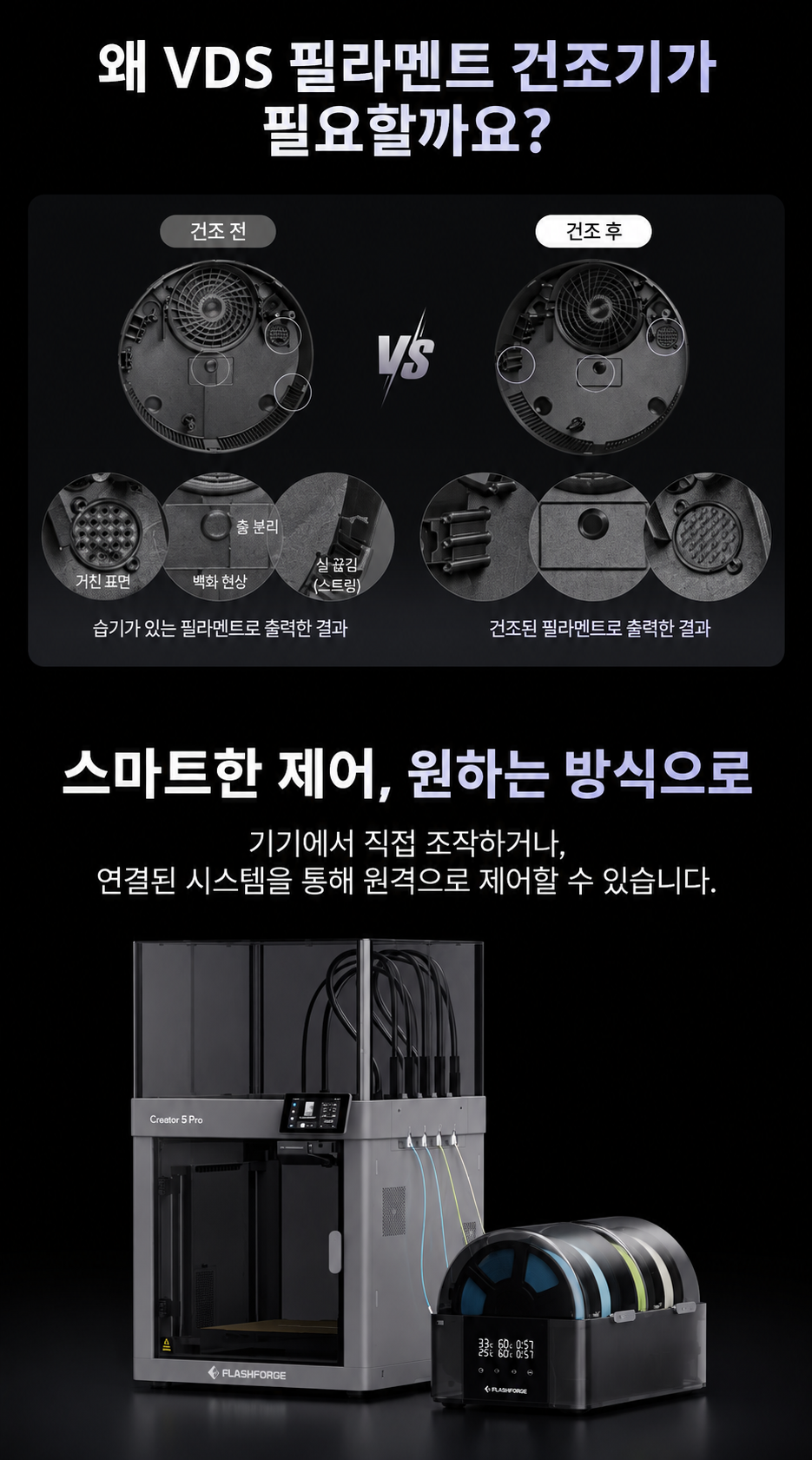Flashforge VDS란? 필라멘트 보관을 넘어 ‘건조·습도관리·공급’까지 한 번에